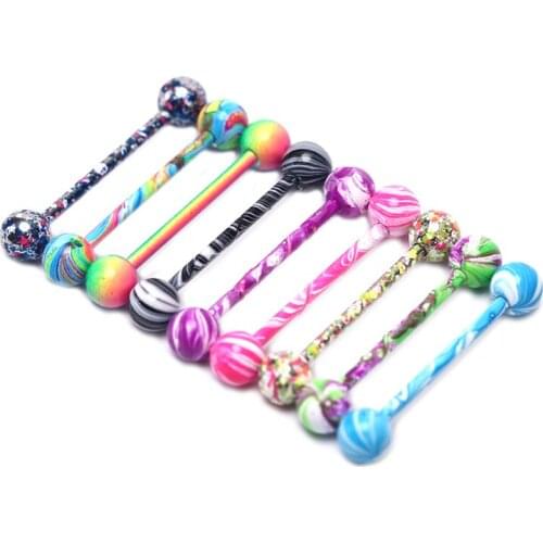 9Pcs/Set Titanium Tongue Bar Steel Nipple Bar Barbell Ball Body Piercing Ring