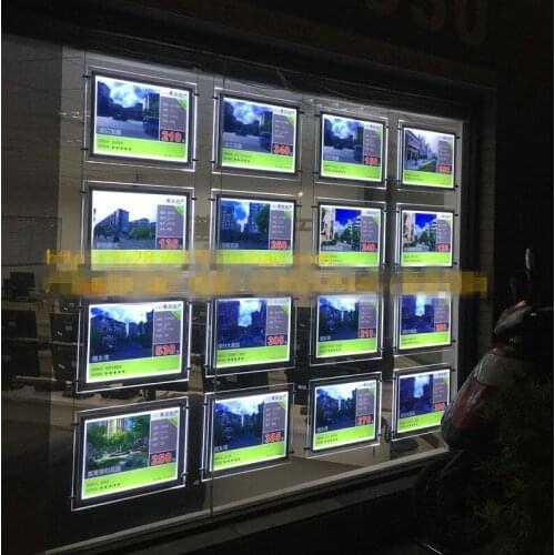 A3 Single Sided Landscape LED Back-lit Acrylic Frame Display Kits System Real Estate Agent Window Hanging Light Panel Box