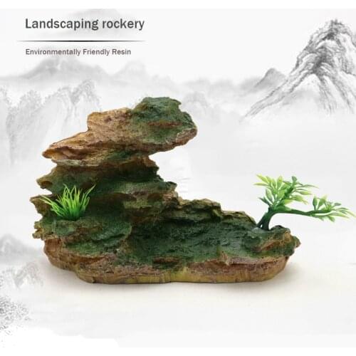 Aquarium Fish Tank Landscaping Simulation Resin Rockery Fake Plant Small Huangshan Fish And Shrimp Escape Hole Ornaments