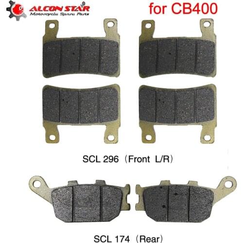 Alconstar- 3 Pairs Semi-Metal Motorcycle Front and Rear Brake Pads Fit for Honda CB400 CB 400 2004-2010 Brake Pads Set Racing
