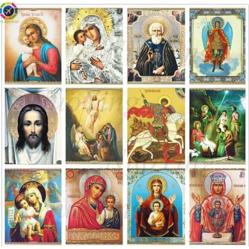 Saint Nicholas Diamond Painting Religious Icon Portrait Poster Diamond Embroidery Cross Stitch Madonna and Children Wall Decor