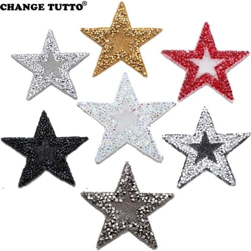 Star Applique Iron on Patch Patches for Clothes Stickers Sequin Patch Diy Patch Cute Beaded Parches Bordados Para Ropa