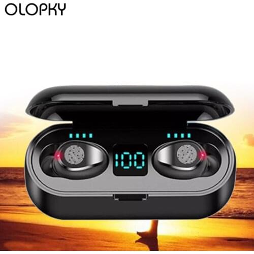 TWS Bluetooth V5.0 Wireless Earphone F9 Wireless Bluetooth Headphone LED Display With 2000mAh Power Bank Headset With Microphone