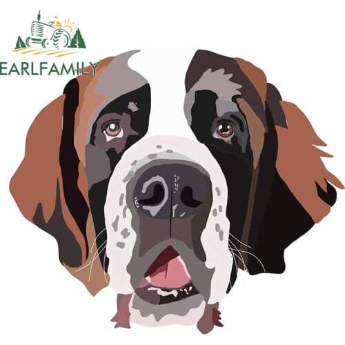 EARLFAMILY 13cm x 11.6cm For Saint Bernard Face Car Stickers Window Fine Decal Bumper Surfboard Vinyl Material Decoration