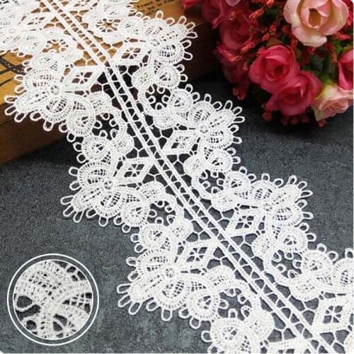GXINUG 1 yard 10.5cm Water Soluble Milk Silk Flower Lace Trim Ribbon Dress Applique Embroidered DIY Sewing Craft
