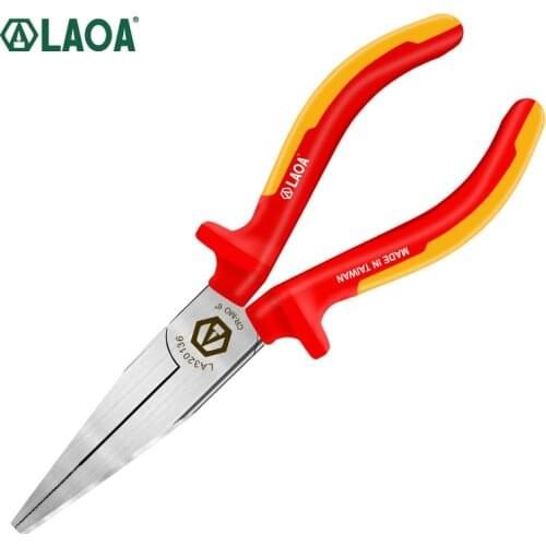 LAOA VDE insulated flat nose pliers with teeth High voltage resistance 1000V insulated German certification