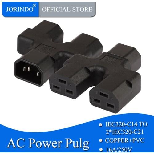 JORIDNO C14 TO C21,IEC 320 C14 Male to Dual 2*C21 Female Power Adapter, Power Adapter, UPS PDU Power Adapter