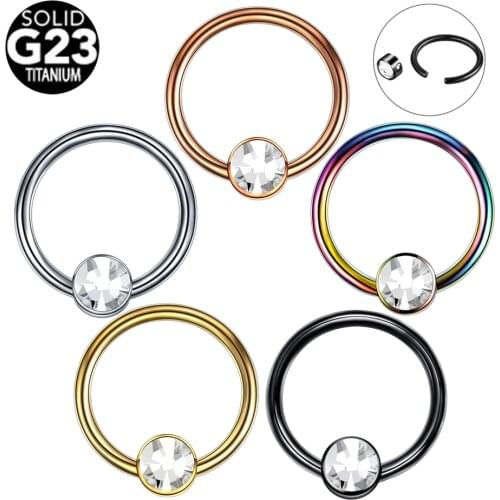 5PCS G23 Titanium Ear Septum Helix Piercing Nose Rings CBR Piercing Gem BCR Daith Hoop Piercings Labret Lip Rings Body Jewelry