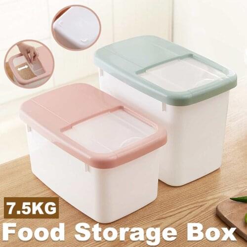 7.5kg Food Storage Box PP Plastic Rice Container Sliding Cover Sealed Can Case Fresh Keeping for Multigrain Noodle Cat Dog Food