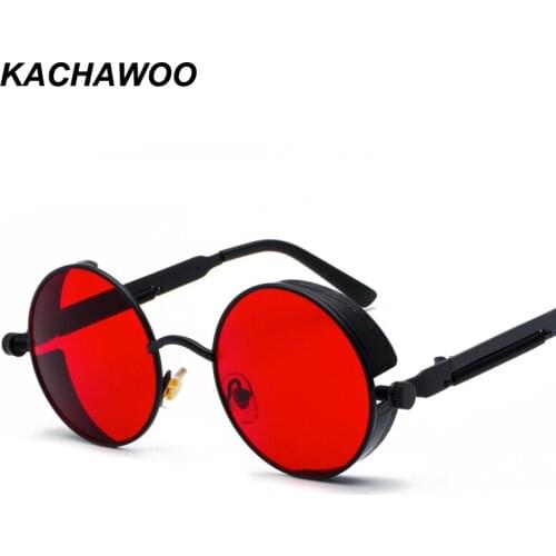 Kachawoo wholesale 6pcs retro steampunk round sunglasses for men gift women metal frame round sun glasses steampunk accessories