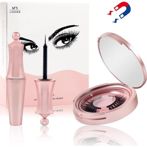 Magnetic Eyelashes 3D False Mink Liquid Eyeliner & Magnetic False Eyelashes & Tweezer Set Long Lasting Eyelashes Extension