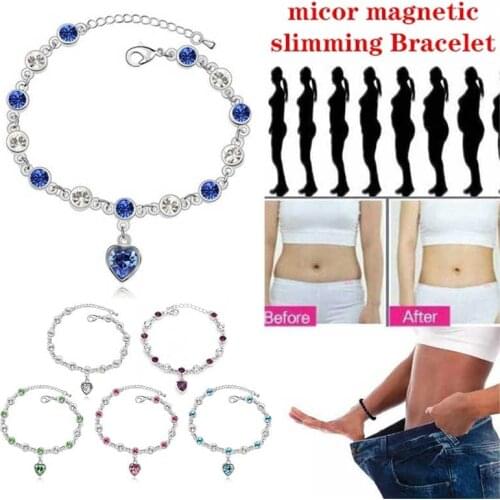Fashion heart-shaped womens 925 sterling silver crystal diamond bracelet slimming magnetic therapy bracelet slimming products