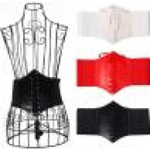 Fashion Women Faux Leather Wide Waist Waistband Belt Corset Elastic Waspie Slimming Body Belts for women Elastic Waist Belts