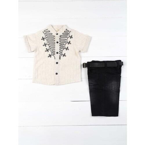 Cream Black Boys 3 PCs Set
