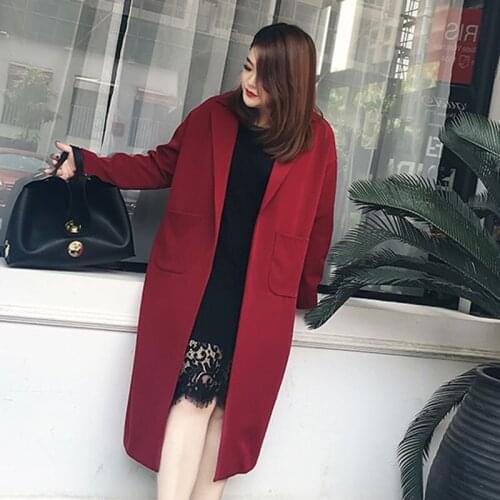 New Windbreaker Female 2020 Spring Autumn Long Trench Coat For Women Korean Leisure Chic Loose Ladies Red Coat Overcoats AA67