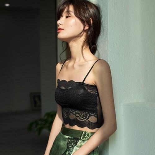 New Lace Strap Wrapped Chest Shirt Top New Underwear Bralette Ladies Camisole Black Women Summer Plus Size Crop Top