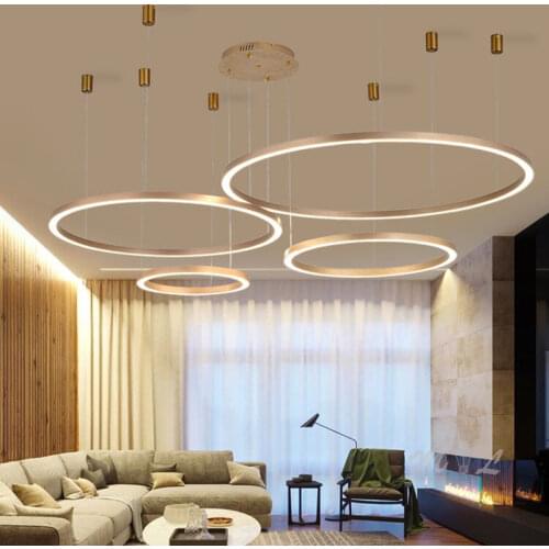 New Led Hanging Lamp Pendant Lights Circle Ring Modern Light Fixture Aluminum Suspension Luminaire Home Deco Kitchen Hanglamp