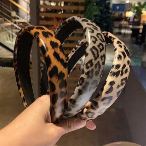 Bohemian Leopard Printing Hairband Ladies PU Leather Sponge Padded Handmade Hair Accessories For Womens Fashion Bezel Hair Hoop