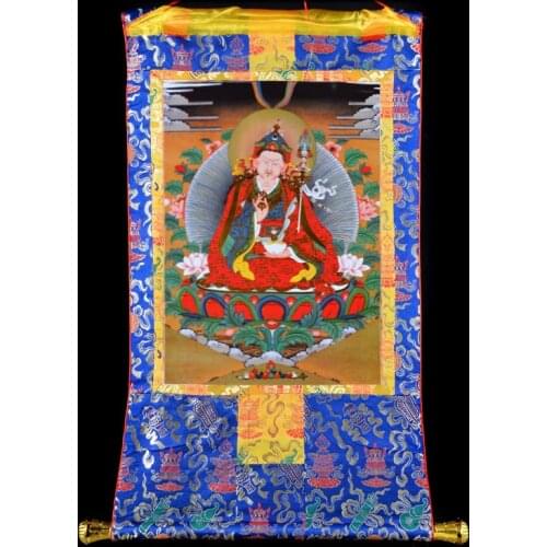 Wholesale Buddhist supplies-85CM Thang-ga Thangka-efficacious Protection Tibetan Buddhism Guru Rinpoche Padmasambhava Buddha