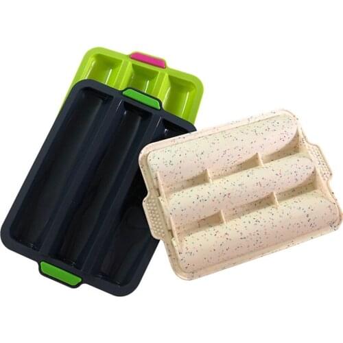 Silicone Baguette Baking Pan Nonstick Heat Resistant Reusable Bread Pan Bakeware Dessert Dishes Mold Kitchen Gadget