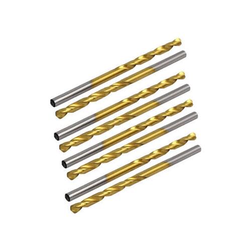 3.3mm Drilling Dia Titanium Plated 2-Flute Straight Shank Twist Drill Bit 10pcs