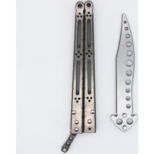 Butterfly Trainer Knife Basilisk HOM D2 Blade Titanium Handle Jilt Not Sharp Hunting Knife Folding Pocket Knife gift knives