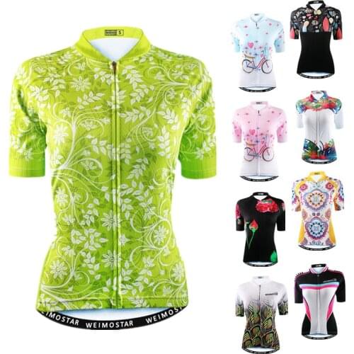 Weimostar Green Cycling Jersey Women Summer MTB Bike Jersey Shirt Short Sleeve Bicycle Clothing Racing Sport Biking Tops Maillot