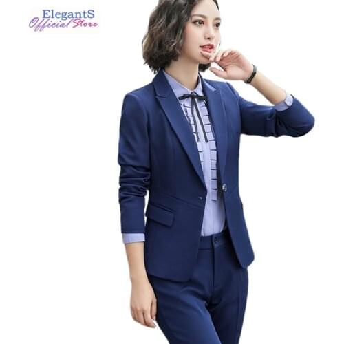 Women 2 Piece Pants Blazer Set Autumn Winter 2019 Plus Size Womens Formal Pant Suits Business Work Office Lady Suit Female 4XL