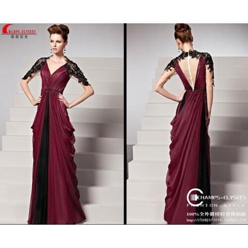 Free shipping new fashion 2014 bride vestidos de fiesta casual long robe de soiree sleeves lace elegant party gown evening Dress