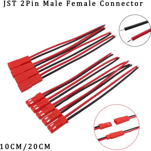 1/2/5Pair JST 2Pin Connector JST 2P Plug Jack Wire Connector 2P JST Plug Cable Male/Female Connector For RC BEC Battery DIY Toys