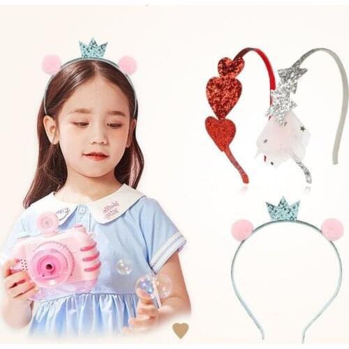 1 PC New Red Glitter Kids Hair Hoop Baby Hairbands Princess Cute Headwear Girls Hair Accessories Children Hair Clasp Headbands