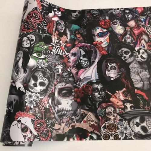 10/20/30/40/50x152cm Sugar Skull Sticker Bomb Sheet JDM EURO DRIFT Laptop Motorbike Car Wrap Foil Decal