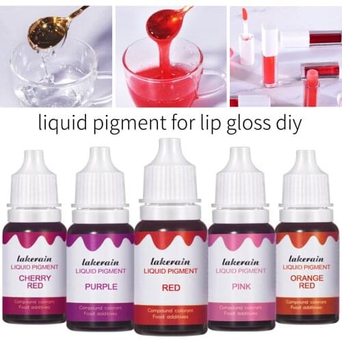 12Pcs/lot 10ml Color Liquid Pigment for Lip Gloss Diy Lipgloss Base Pigment Pink Red Long Lasting Dyeing Colorant Epoxy Slime