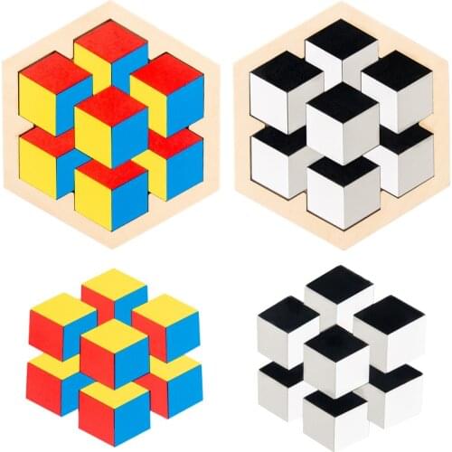 2020 NEW iQ Wooden Board Brain Teaser Game Tangram Puzzles Toys for Children