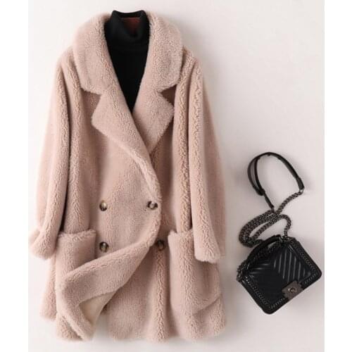 2020Womens Winter Warm Parka Sheep Shearing Fur Outwear Female Soft Fluffy Jacket Loose Large Winter Jacket Ladies Fur one Coat