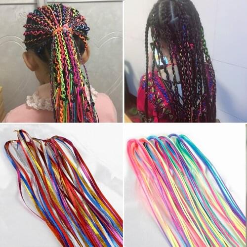 5-100pcs/set 2018 Rainbow Color Cool Girls Hair Styling band 90cm Long Silk Cord Ribbon Hairwear Children Gift Hair Accessories