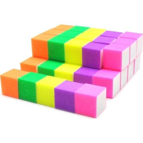 50 Pcs/lot Nail File Block Neon Colorful Block Sanding Sponge Grinding Nail Art Polishing Buffer For Toe Nails DIY Tool manicure