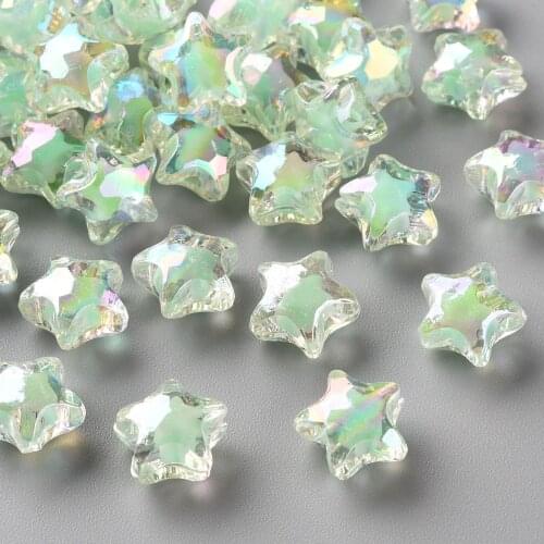 500g Transparent Acrylic Star Beads AB Color Bead in Bead Faceted, 10.5x11x7mm, Hole: 2mm, about 1280pcs