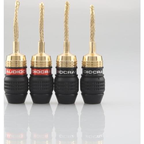 8PCS B836G High Quality Speaker 2mm Pin Copper Wire Braided Banana Plugs Connector HIFI Speaker Cable Plug