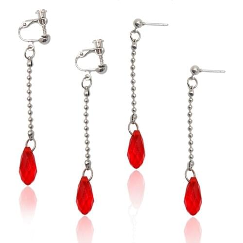 Anime HUNTER*HUNTER Kurapika Earrings Cosplay Jewelry Water Drop Ear Clip Fashion Women Men Earrings Daily Wear