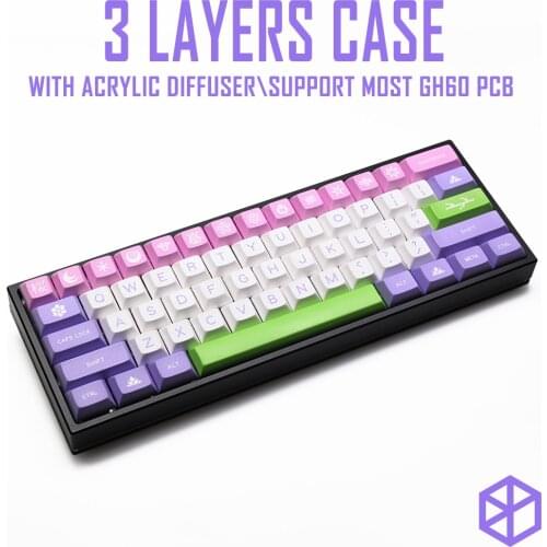 Anodized Aluminium 3 layers acclive angle case for custom mechanical keyboard black siver grey colorway for gh60 xd60 xd64