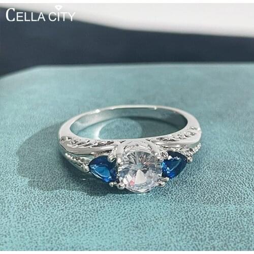 Cellacity Classic 925 Sterling Silver Ring With Sapphire Gemstone Wedding Engagement Gift For Women Fine Jewelry Gift Wholesale