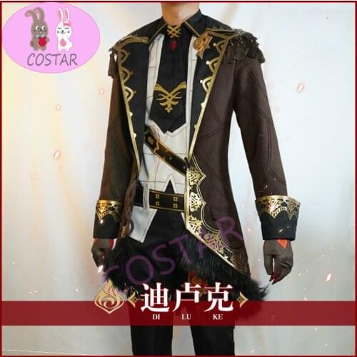 COSTAR Genshin Impact Diluc Game Suit Handsome Gorgeous Uniform Cosplay Costume Halloween Carnival Party Outfit For Men