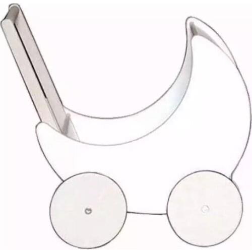 Wooden Toy White Moon Shape Trolley Baby Toddler Stroller