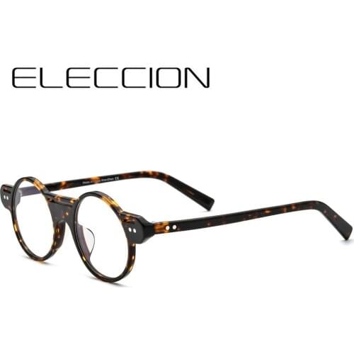 ELECCION Acetate Round Rim Glasses Frame Men Optical Eyewear 2021 Vintage Female Myopia Prescription Eyeglasses Frames for Women