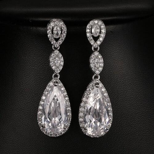 European Exaggerate Style Large Crystal Drop Earrings Zircon Inlaid Long Earrings Bridal Earring Jewelry