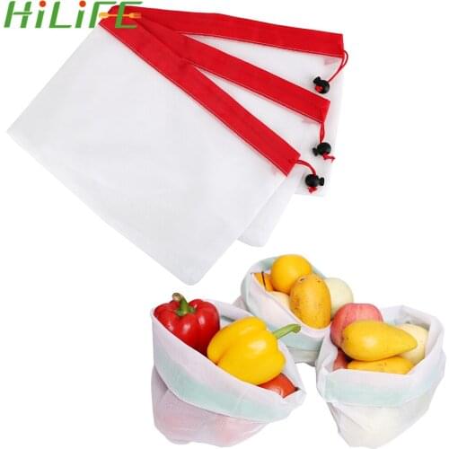 HILIFE Mesh Washable Bags Home Storage Drawstring Harness Pocket For Fruit Vegetable Toys Organization Storage Bag 9Pcs/set