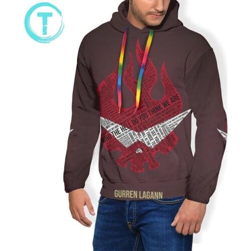 Gurren Lagann Hoodie Gurren Lagann Typography Hoodies Autumn White Pullover Hoodie Outdoor Polyester Hoodies