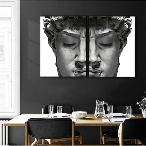 Paintings Pictures Living Room Home Decoration Nordic Black and White David Head Sculpture Posters And Prints Wall Art Canvas
