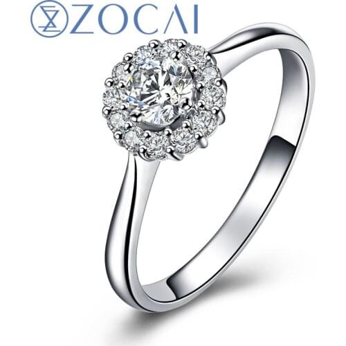 ZOCAI BEAUTIFUL LIFE NATURAL 0.39 CT CERTIFIED I-J / SI DIAMOND ENGAGEMENT RING ROUND CUT 18K WHITE GOLD W00237